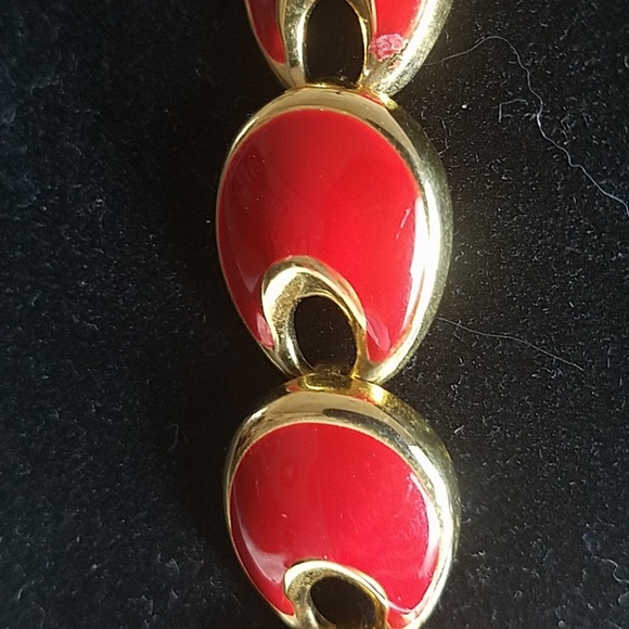 Fashion necklace, red and gold necklace, OS - Picture 3 of 4